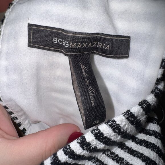 BCBGMaxazria Open Back Piper Mini Dress Black/Off White Holiday Womens 6 New - Picture 6 of 7